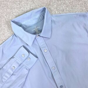 Fabletics Men's Large Performance Golf Long Sleeve Button Down Shirt Light Blue